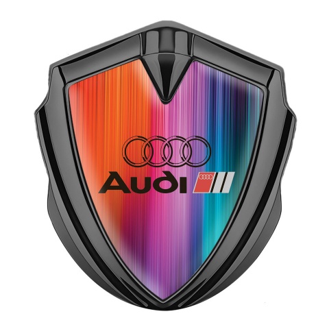 Audi Metal 3D Domed Emblem Graphite Colorful Gradient Black Logo