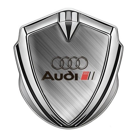 Audi Bodyside Badge Self Adhesive Silver Brushed Aluminum Effect