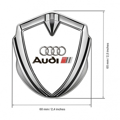Audi Emblem Badge Self Adhesive Silver White Background Edition