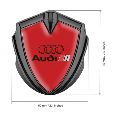 Audi Emblem Fender Badge Graphite Red Base Black Logo Edition