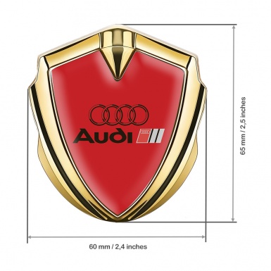 Audi Emblem Fender Badge Gold Red Base Black Logo Edition