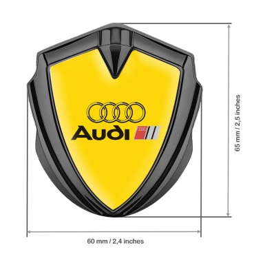 Audi Fender Emblem Badge Graphite Yellow Background Black Logo Design