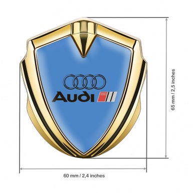Audi Emblem Self Adhesive Gold Glacial Blue Base Black Logo Design