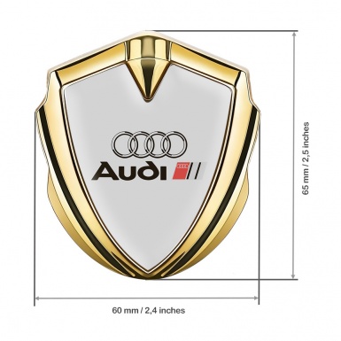 Audi Bodyside Emblem Badge Gold Moon Grey Base Classic Logo