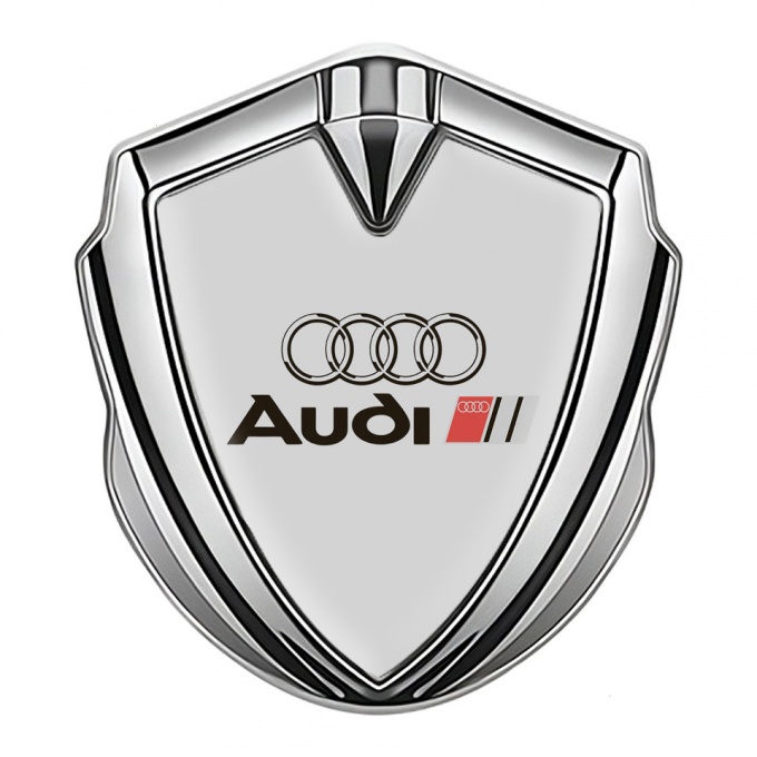 Audi Bodyside Emblem Badge Silver Moon Grey Base Classic Logo