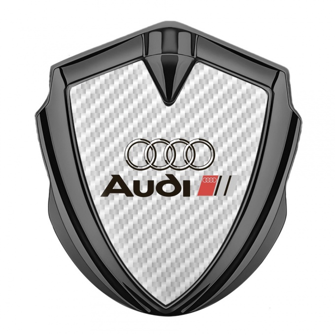 Audi Trunk Emblem Badge Graphite White Carbon Fill Black Logo Design