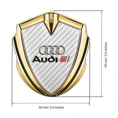 Audi Trunk Emblem Badge Gold White Carbon Fill Black Logo Design
