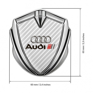 Audi Trunk Emblem Badge Silver White Carbon Fill Black Logo Design