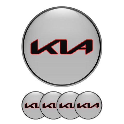 Kia Silicone Domed Stickers New Logo Grey with Black Ring