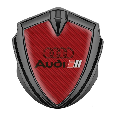 Audi Emblem Car Badge Graphite Red Carbon Black Logo Edition