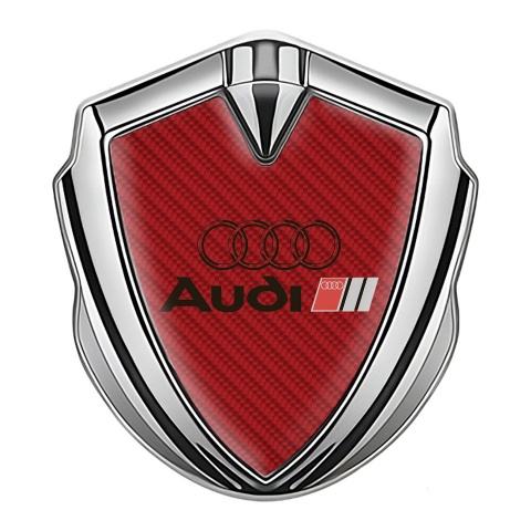 Audi Emblem Car Badge Silver Red Carbon Black Logo Edition