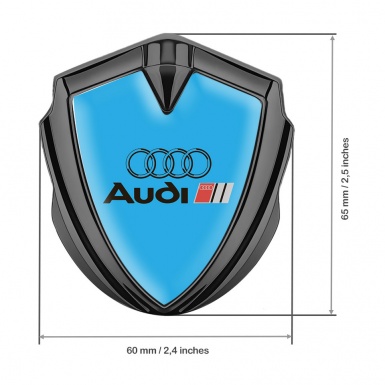 Audi Bodyside Domed Emblem Graphite Sky Blue Fill Classic Edition