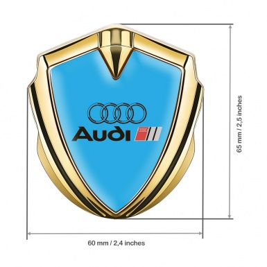 Audi Bodyside Domed Emblem Gold Sky Blue Fill Classic Edition