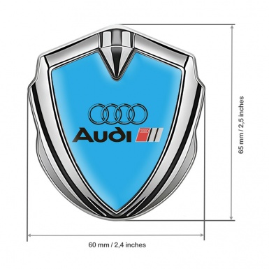 Audi Bodyside Domed Emblem Silver Sky Blue Fill Classic Edition