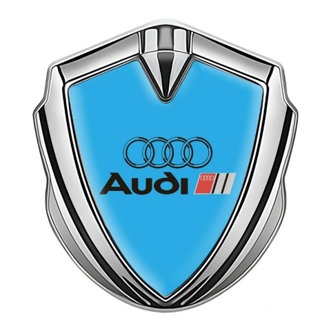 Audi Bodyside Domed Emblem Silver Sky Blue Fill Classic Edition
