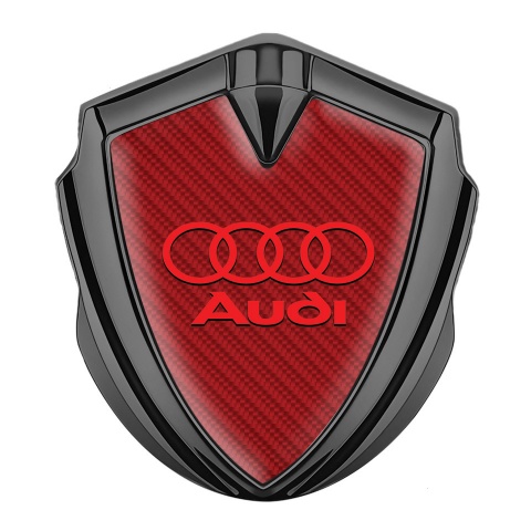Audi Metal Emblem Self Adhesive Graphite Red Carbon Crimson Logo