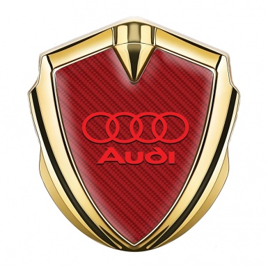 Audi Metal Emblem Self Adhesive Gold Red Carbon Crimson Logo