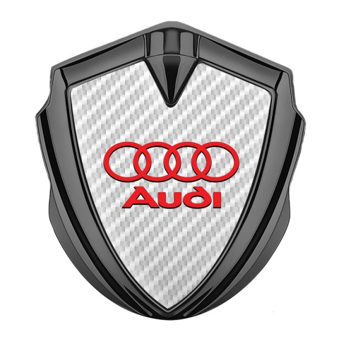 Audi Metal 3D Domed Emblem Graphite White Carbon Red Classic Logo