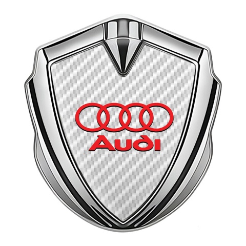 Audi Metal 3D Domed Emblem Silver White Carbon Red Classic Logo
