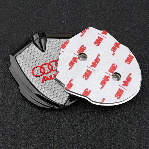 Audi Bodyside Badge Self Adhesive Graphite Grey Honeycomb Red Logo