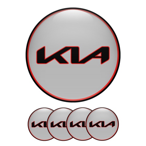 Kia Silicone Domed Stickers New Logo Grey with Red Black Ring