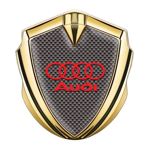 Audi Emblem Badge Self Adhesive Gold Grey Carbon Classic Red Logo