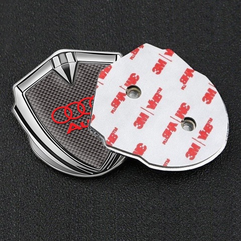 Audi Emblem Badge Self Adhesive Silver Grey Carbon Classic Red Logo
