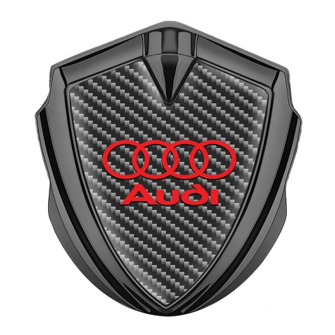 Audi Emblem Fender Badge Graphite Dark Carbon Red Rings Edition