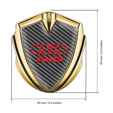 Audi Emblem Fender Badge Gold Dark Carbon Red Rings Edition