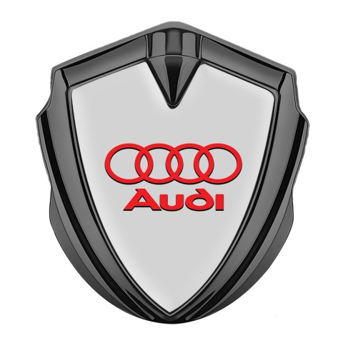 Audi Fender Emblem Badge Graphite Moon Grey Fill Crimson Logo