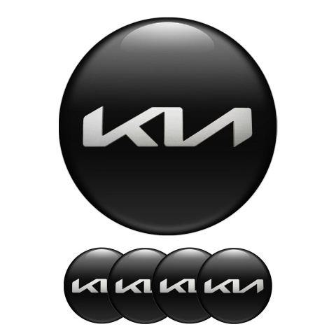 Kia Silicone Stickers Wheel Center Cap Black with Metal Style Logo