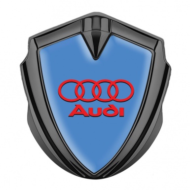 Audi Emblem Trunk Badge Graphite Sky Blue Fill Red Rings Edition