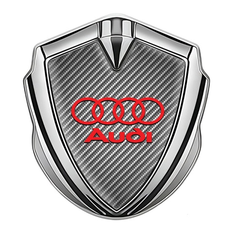 Audi Bodyside Emblem Badge Silver Light Carbon Crimson Edition