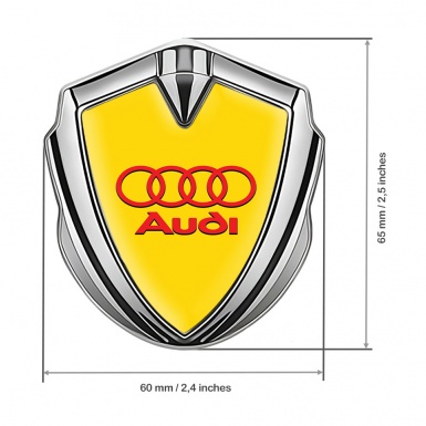 Audi Trunk Emblem Badge Silver Yellow Background Crimson Logo