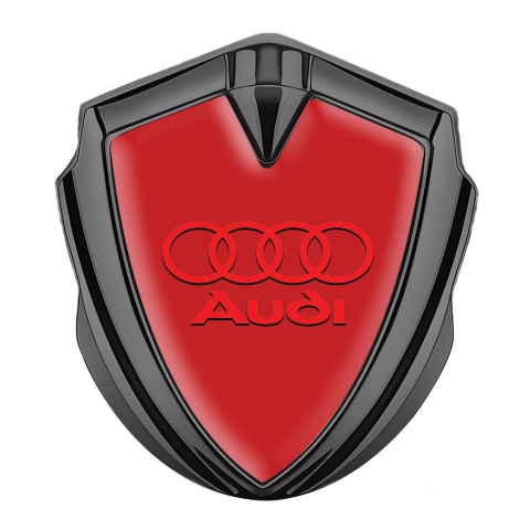 Audi Emblem Car Badge Graphite Red Background Crimson Logo Design