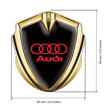 Audi Bodyside Emblem Self Adhesive Gold Black Fill Crimson Logo