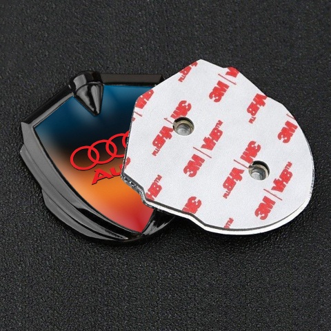 Audi Metal Emblem Self Adhesive Graphite Color Gradient Crimson Rings