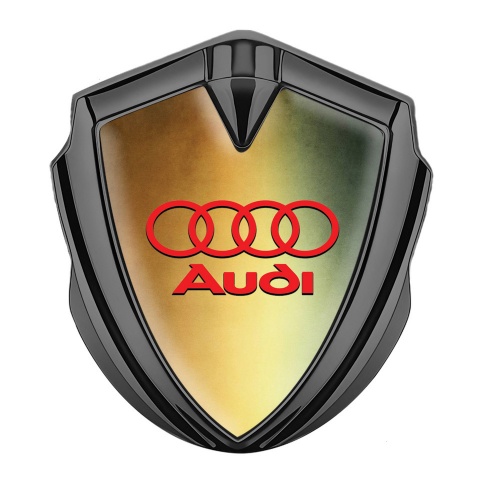 Audi Bodyside Badge Self Adhesive Graphite Bronze Gradient Red Logo