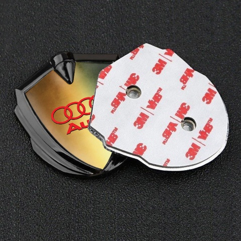 Audi Bodyside Badge Self Adhesive Graphite Bronze Gradient Red Logo