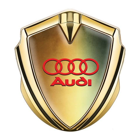Audi Bodyside Badge Self Adhesive Gold Bronze Gradient Red Logo
