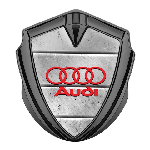 Audi Emblem Badge Self Adhesive Graphite Stone Texture Crimson Logo