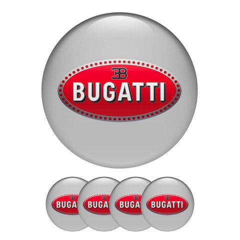 Bugatti Silicone Stickers Wheel Center Cap Grey with Red Logo