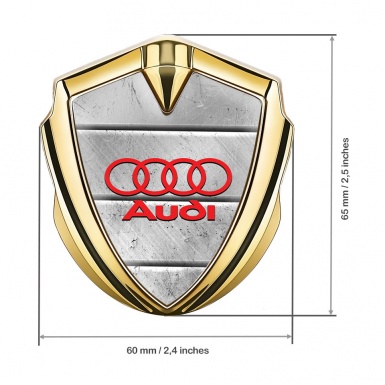 Audi Emblem Badge Self Adhesive Gold Stone Texture Crimson Logo