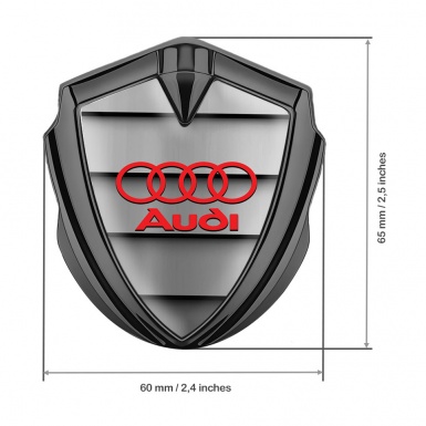 Audi Fender Emblem Badge Graphite Stone Texture Panels Red Rings