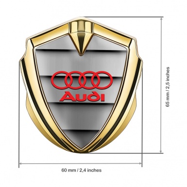 Audi Fender Emblem Badge Gold Stone Texture Panels Red Rings