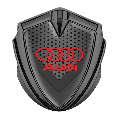 Audi Emblem Trunk Badge Graphite Dark Texture Red Rings Edition