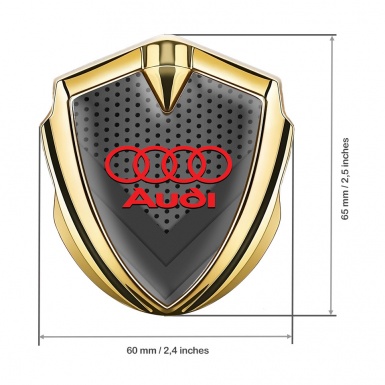 Audi Emblem Trunk Badge Gold Dark Texture Red Rings Edition