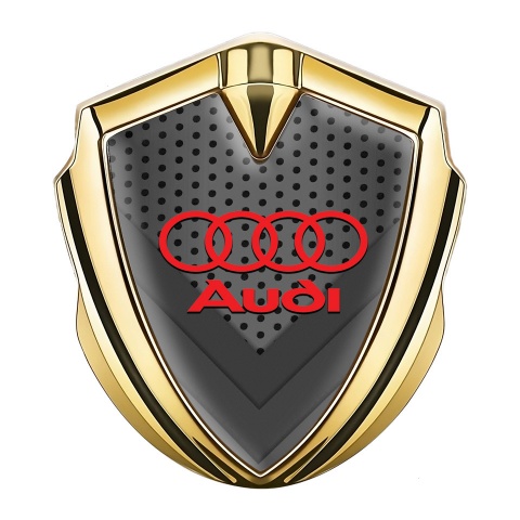 Audi Emblem Trunk Badge Gold Dark Texture Red Rings Edition