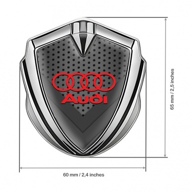 Audi Emblem Trunk Badge Silver Dark Texture Red Rings Edition