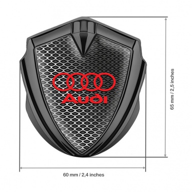 Audi Emblem Self Adhesive Graphite Metallic Fence Effect Crimson Logo
